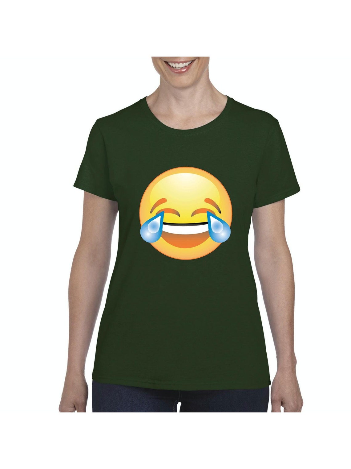 Emoji Laughing Tears Women's Short Sleeve T-shirt | Etsy