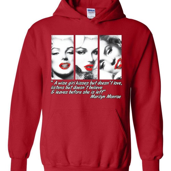 Marilyn Monroe Wise Girl Kisses Unisex Hoodie Hooded Sweatshirt
