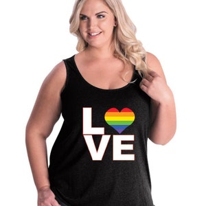 LGBT Pride Love Rainbow   Women Curvy Plus Size Tank Tops