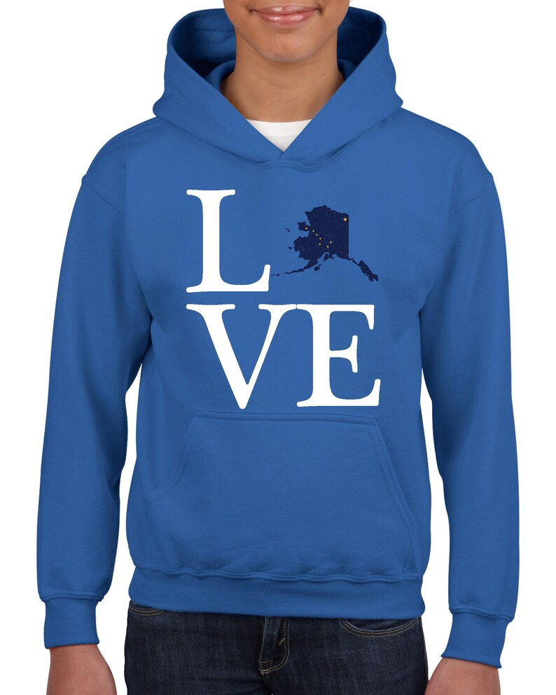 Alaska State Flag Proud Home Anchorage Traveler/'s Gift Unisex Hoodie For Girls and Boys Youth Sweatshirt