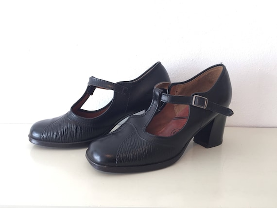 Vintage shoes black skai leather 60s 70s Annibel b