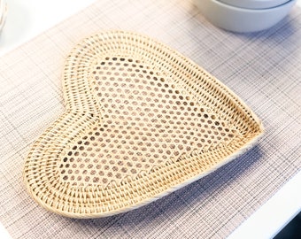 Rattan Tablett gestreift gewebt Wohnkultur Obst Display Geschenk Container Küche