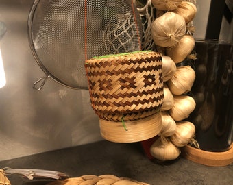 Sticky Reis servieren Bambus handgewebt Bambus Korb Kochgeschirr Weben Handwerk Tablett Holz handgefertigt