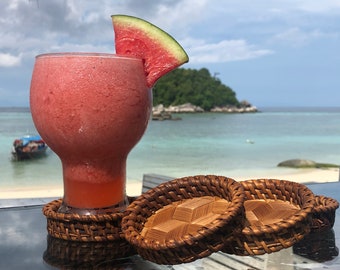 Bambus Untersetzer Tee Isolierung Matten Set Runde Rattan Matten langlebig Untersetzer Küche Set von 4 Stück