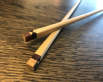 Essstäbchen Holz Paare natürliche Farbe schwarz-gelb Essstäbchen für Haar Teak Holz Küche Essstäbchen Rest #16