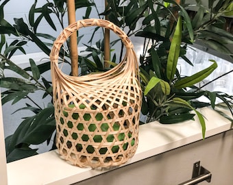 Bambus Korb gestreift gewebt Wohnkultur Obst Display Geschenk Container kleine 5 Zoll