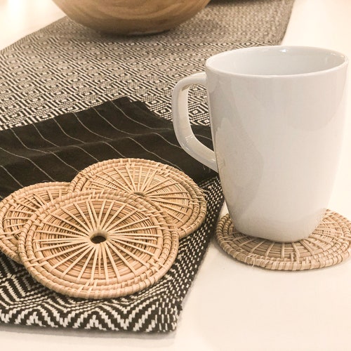 Rattan Coasters Tea Insulation Mats Set Round Rattan Mats Etsy