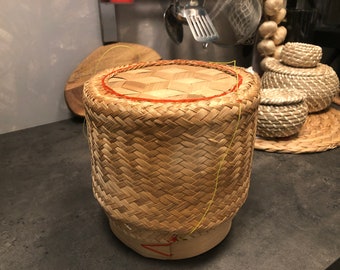 Sticky Reis servieren Bambus handgewebt Bambus Korb Kochgeschirr Weben Handwerk Tablett Holz handgefertigt