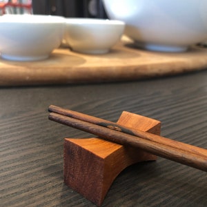 Chopstick Rest Wood Natural Colour Solid Wood Dinner Table Serving Decoration Red Wood #31