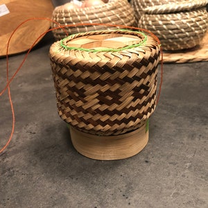 Sticky Rice Serving Bamboo Handwoven Bamboo Basket Cookware  Weave Crafts Tray Wooden Handmade