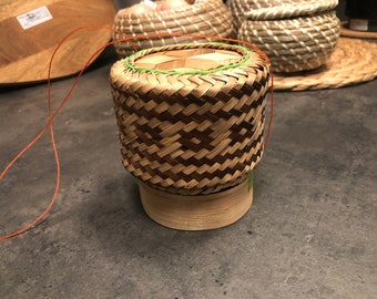 Sticky Reis Servier bambus handgewebt Bambuskorb Kochgeschirr Weben Basteltablett Holz handgefertigt