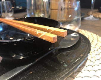 Teakholz Stäbchen Holz Paare natürliche Farbe Essstäbchen für Haar Teak Holz Küche Essstäbchen Rest #10