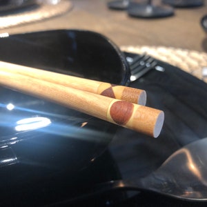 Chopsticks Wood Pairs Natural Colour Round shape Chopstick for hair Palm Wood Chopsticks rest #17