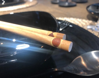 Essstäbchen Holz Paare natürliche Farbe Runde Form Stäbchen für Haar Palm Holz Essstäbchen Rest #17