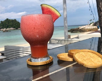 Bambus Untersetzer gelb Isolierung Matten Set Runde Rattan Matten langlebig Untersetzer Küche Set von 4 Stück