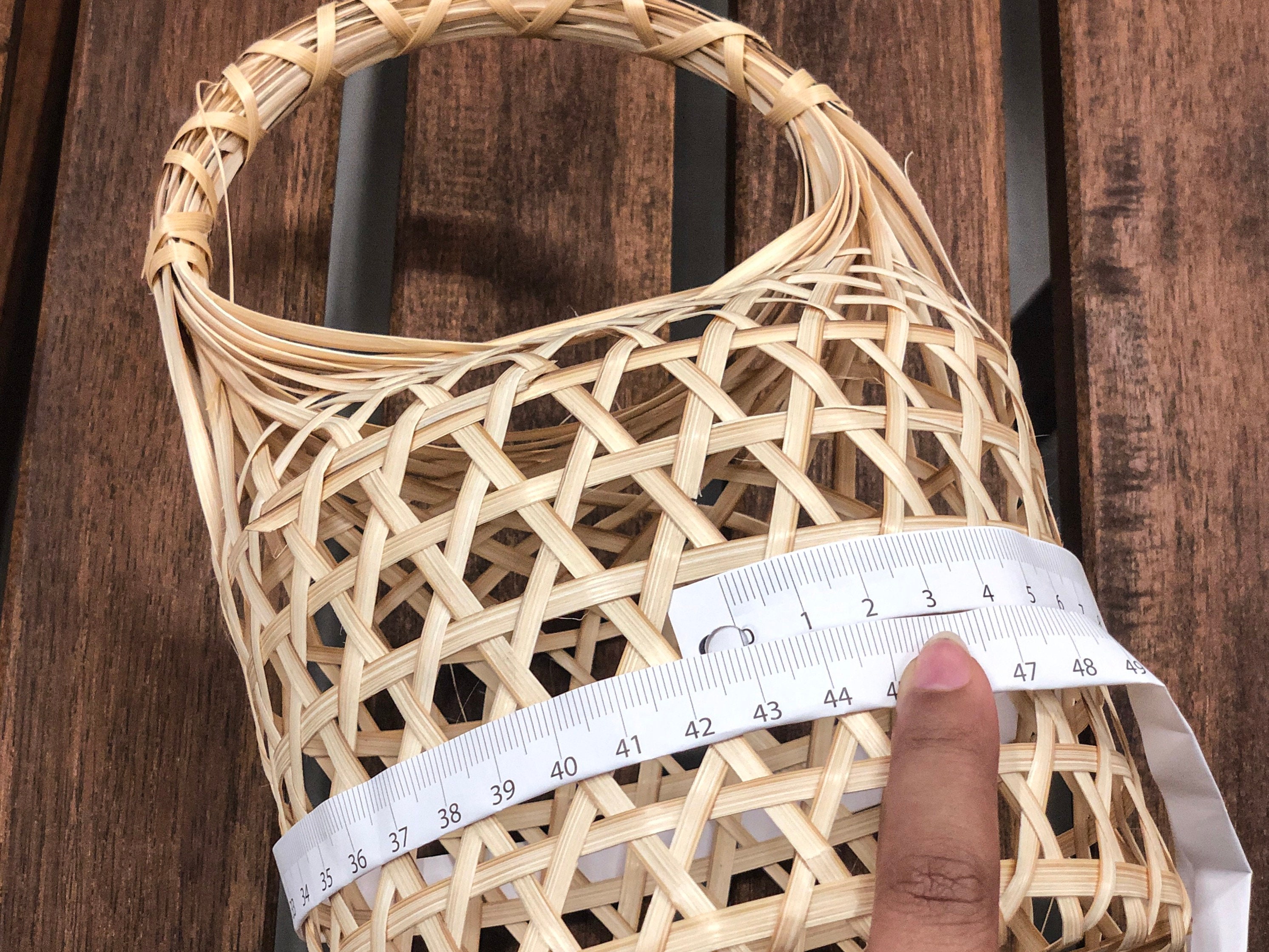 Buy Bamboo Basket Striped Woven Home Decor Fruit Display Gift Container