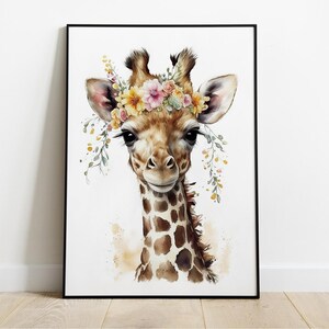 Giraffe Nursery Wall Art, Safari Baby Giraffe wall art, Digital Download, Printable wal art, Room Decor Toddler, Watercolor Nursery Prints