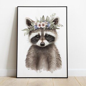 Racoon Nursery Wall Art, Baby Racoon wall art, Digital Download, Printable wal art, Room Decor Toddler, Watercolor Nursery Prints