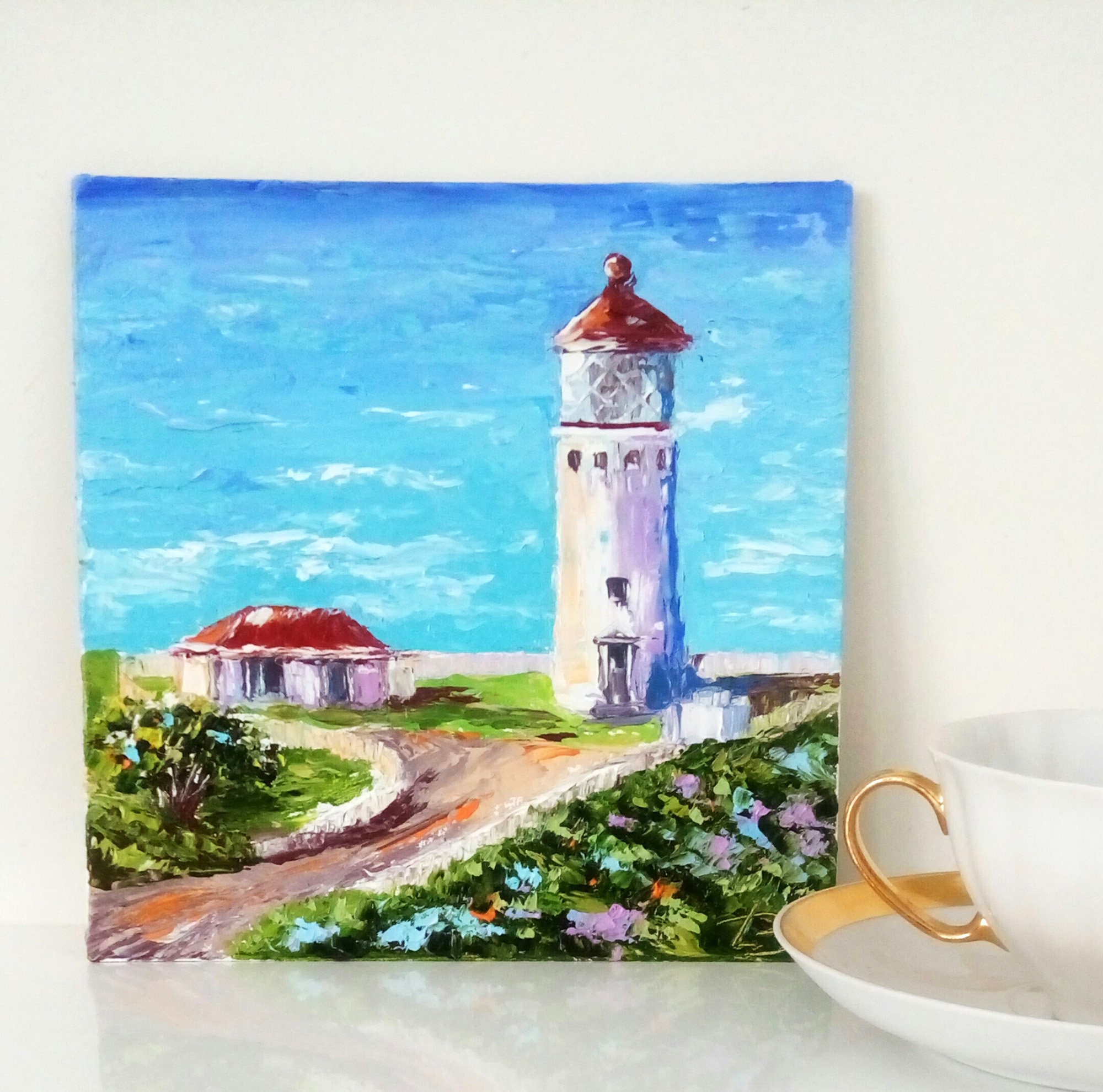 Lighthouse Painting Lighthouse Wall Art Kauai Hawaii Seascape Etsy