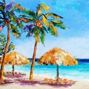 Impasto Painting Hawaii Seascape Art Oil Painting Kauai Tropical Beach Art Gift Ukrainian Artists ColormagicArt Made To Order