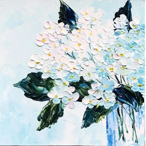 Hydrangea Painting Impasto Painting Hydrangea wall art, Still life Original Art Oil Painting Book Shelf Decor, Home decor items