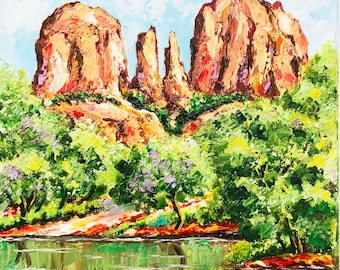 Cathedral Rock Sedona Painting: Impasto Original Arizona Art
