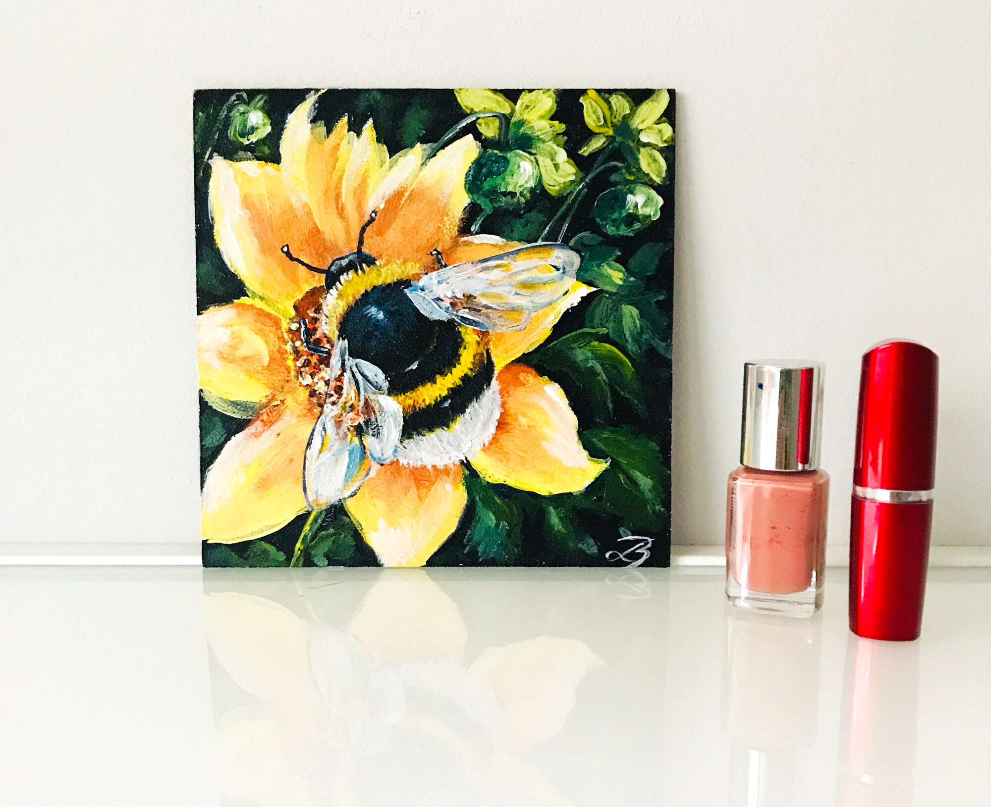 Bee Painting Acrylic Bumblebee Original Art Painting Artwork - Etsy