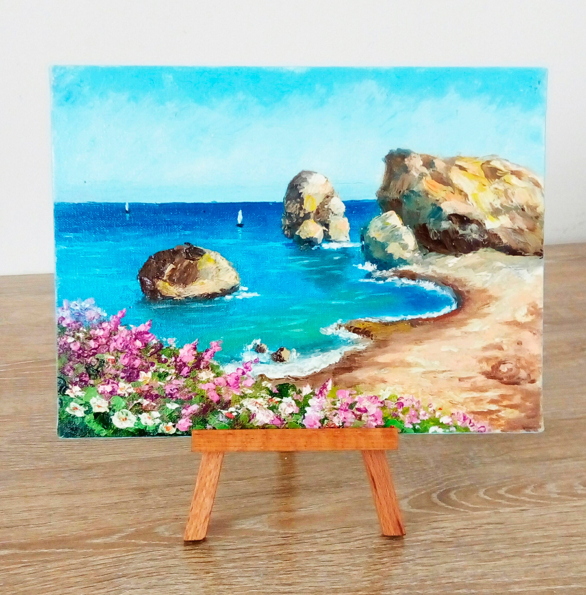 Seascape original oil paintings on canvas Miniature paintings | Etsy