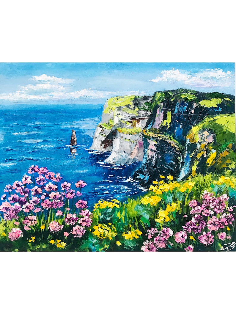Irish Wall Art Cliffs of Moher Oil Painting: Ireland Seascape Art ...