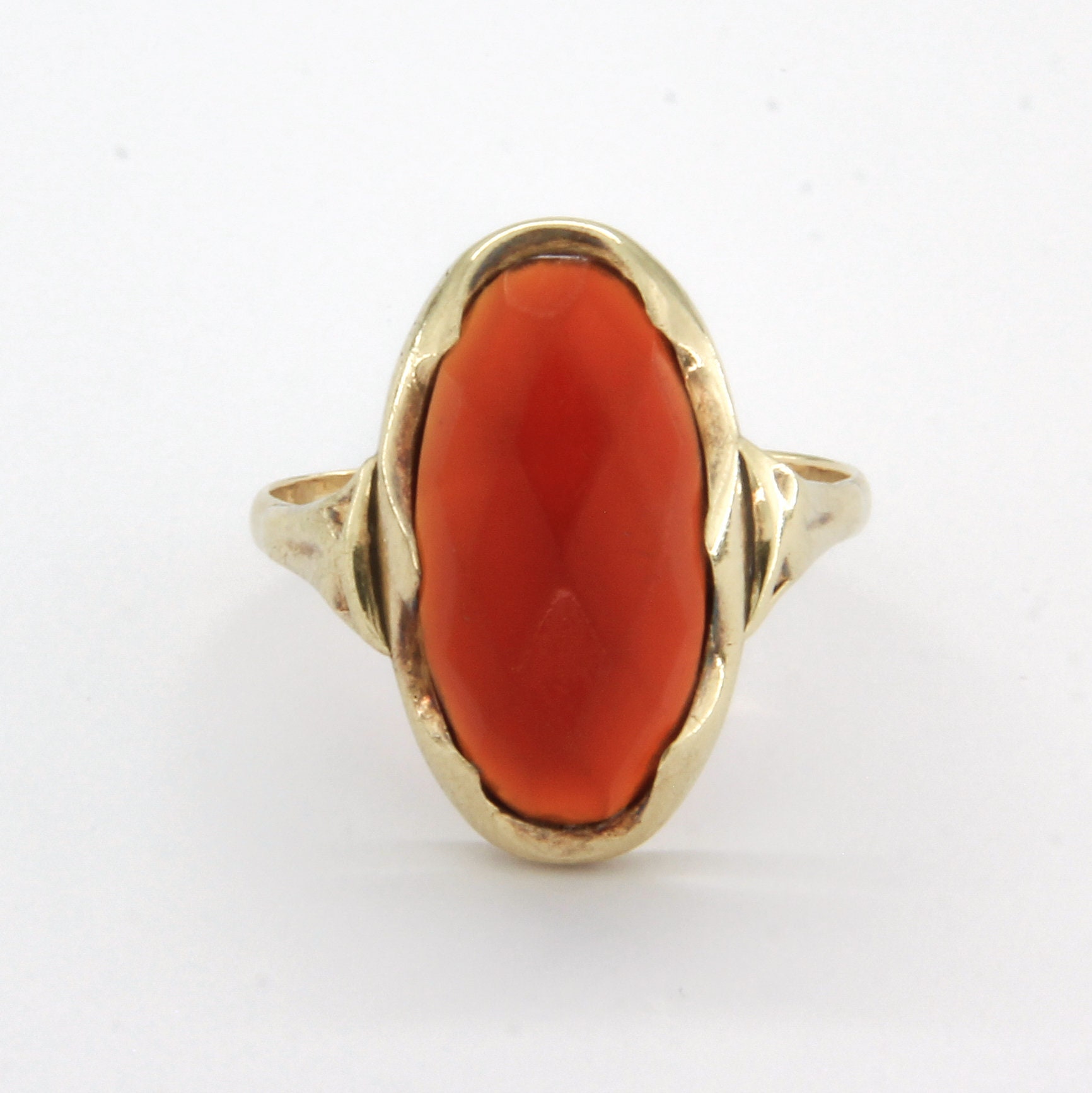 Antique 14k Gold Carnelian Ring Gemstone Statement Ring Rose - Etsy