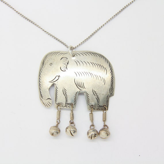 Tribal Style Silver Elephant Pendant 
