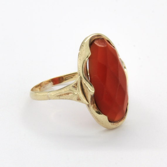 Antique 14k gold carnelian ring, Gemstone statemen