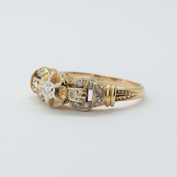 Victorian 18k gold and platinum old mine cut diamo