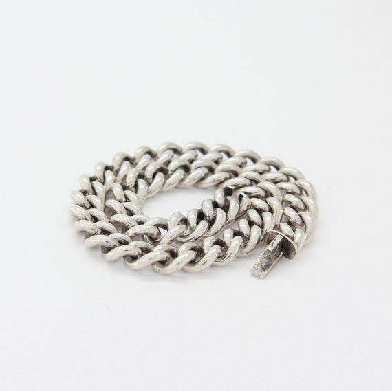 Vintage silver mens bracelet, Silver curb bracelet