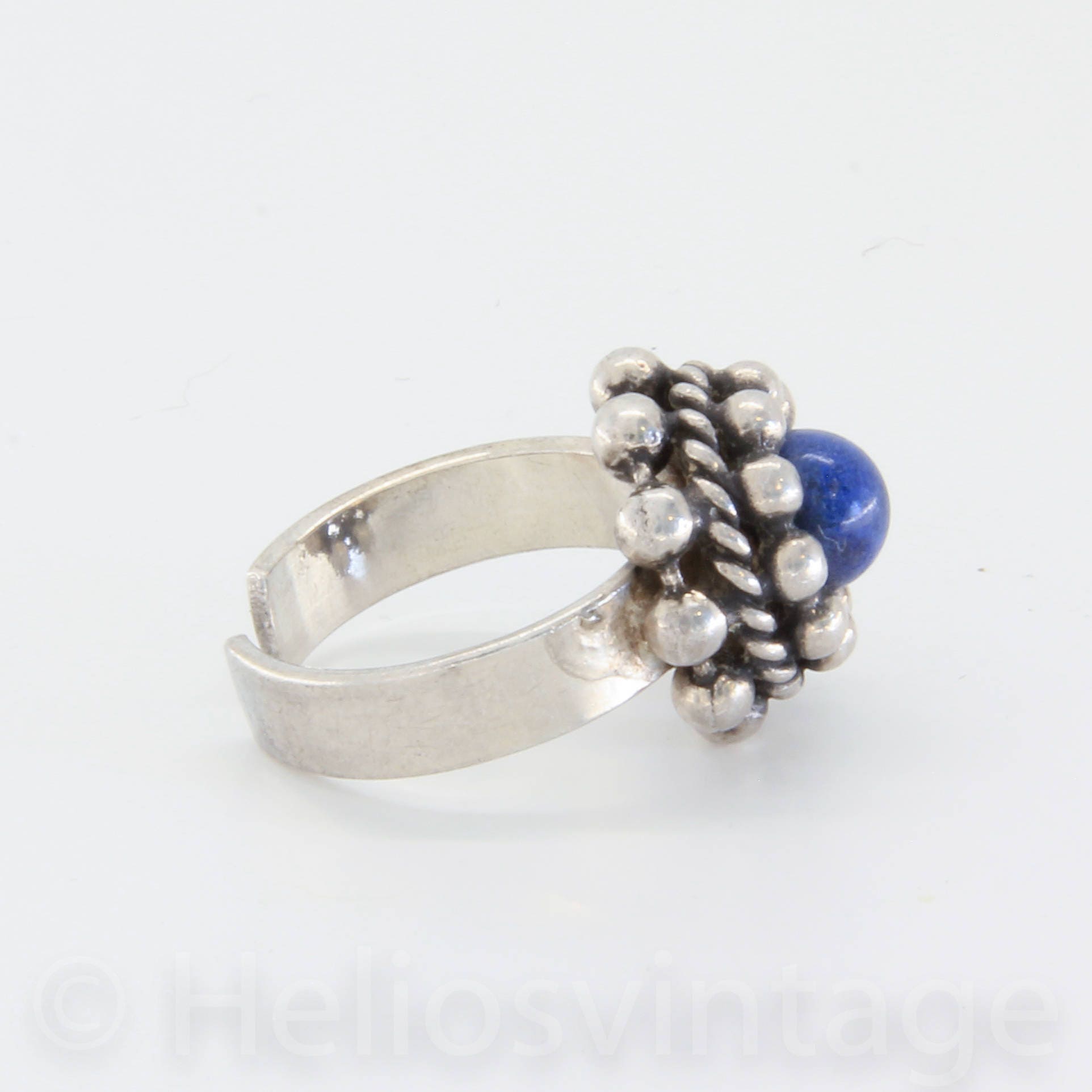 Vintage sterling silver bead ring blue gemstone bead cluster Etsy