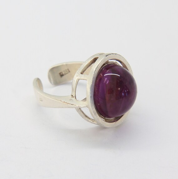 Vintage modernist amethyst ring, Silver modernist