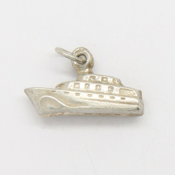 Vintage zilveren jacht bedel, zilveren boot charme, zilveren schip charme, vintage nautische charme, zee bedel, zilveren bedel armband, unieke charme