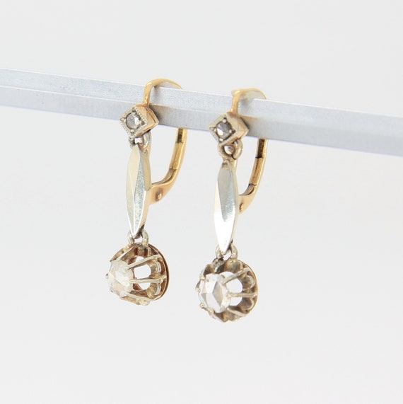 Antique Victorian diamond earrings, 18k gold earri