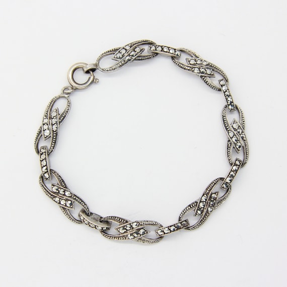 Elegant vintage silver and marcasite bracelet, Sil