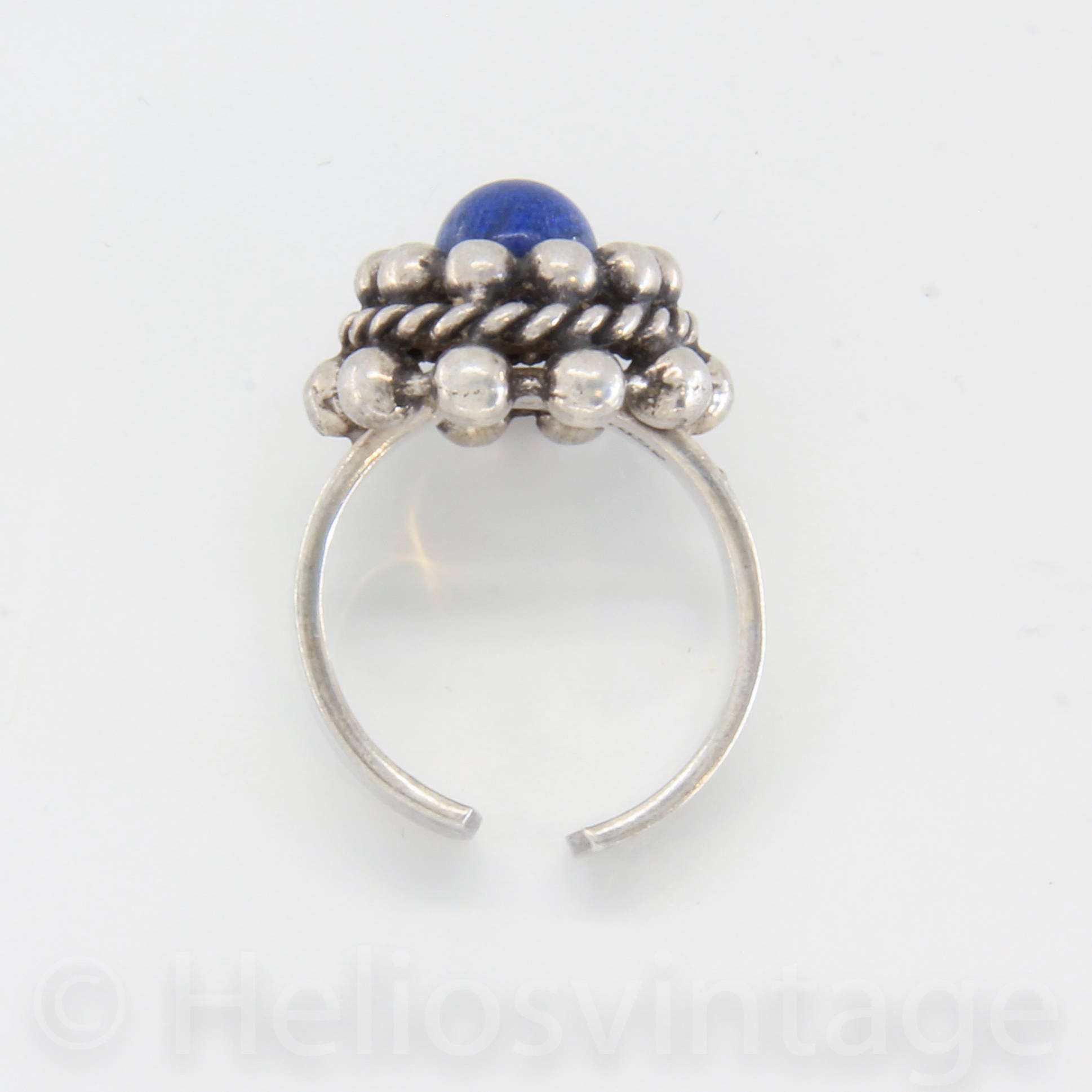 Vintage sterling silver bead ring blue gemstone bead cluster Etsy