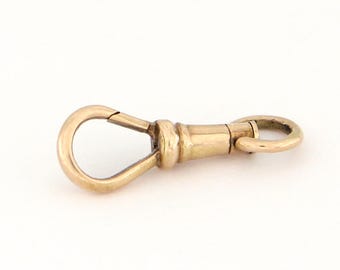 Antique 20 mm 14k gold swiveling dog clasp, Antique gold dog clasp, Antique gold jewelry clasp, Antique jewelry making