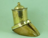 Monmouth Brass Ox Hoof Tea Caddy Queen Victoria Jubilee 1887 Cow Antique