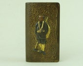 Japanese Mixed Metal Book Form Match Safe Vesta Box Meiji Figures Gold Bronze