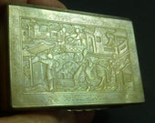 Chinese Export Carved Mother of Pearl Silver Snuff Box MOP Bas-Relief Cantonese Antique