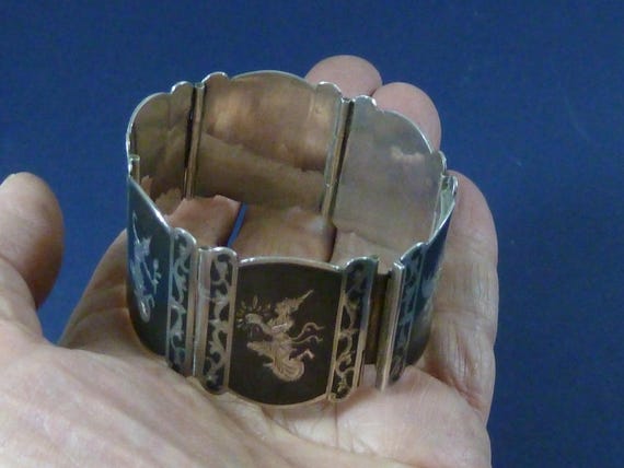 Siamese Niello Hallmarked Solid Sterling Silver E… - image 1