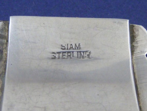 Siamese Niello Hallmarked Solid Sterling Silver E… - image 5