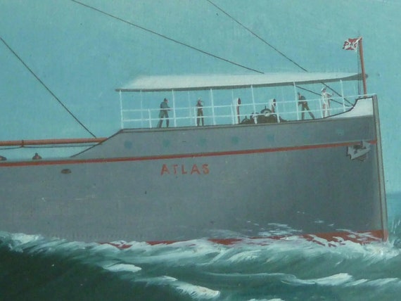 Ss Atlas Hartlepool Ship Portrait Chinese School Oil Painting Etsy