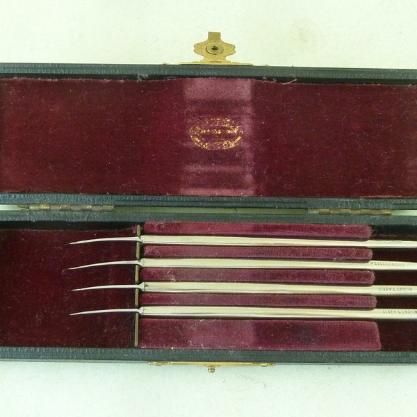 Weiss Cased Set Dixey Ophthalmological Surgical Instruments Eye Scalpels Ophthalmic Antique