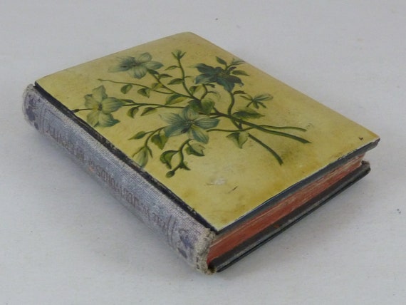 Mauchline Ware Book Lily Floral White Black Lacquer