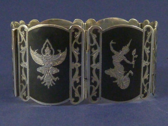 Siamese Niello Hallmarked Solid Sterling Silver E… - image 6